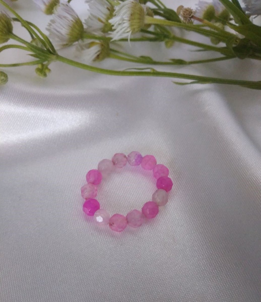 Prsteň achát ružový