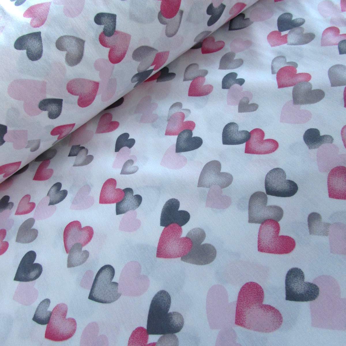 Bavlněná látka - metráž - srdíčka malinová - š. 240 cm