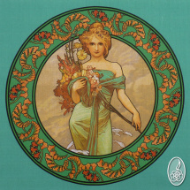 Látkový obraz Alfons Mucha - Jaro smaragdové