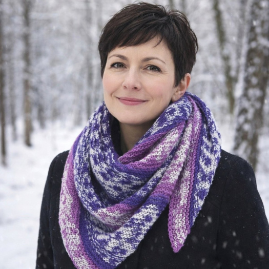 RUČNĚ PLETENÝ ASYMETRICKÝ ŠÁTEK 