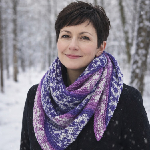 RUČNĚ PLETENÝ ASYMETRICKÝ ŠÁTEK 