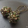 Šité náušnice Christine Bronz-Olive