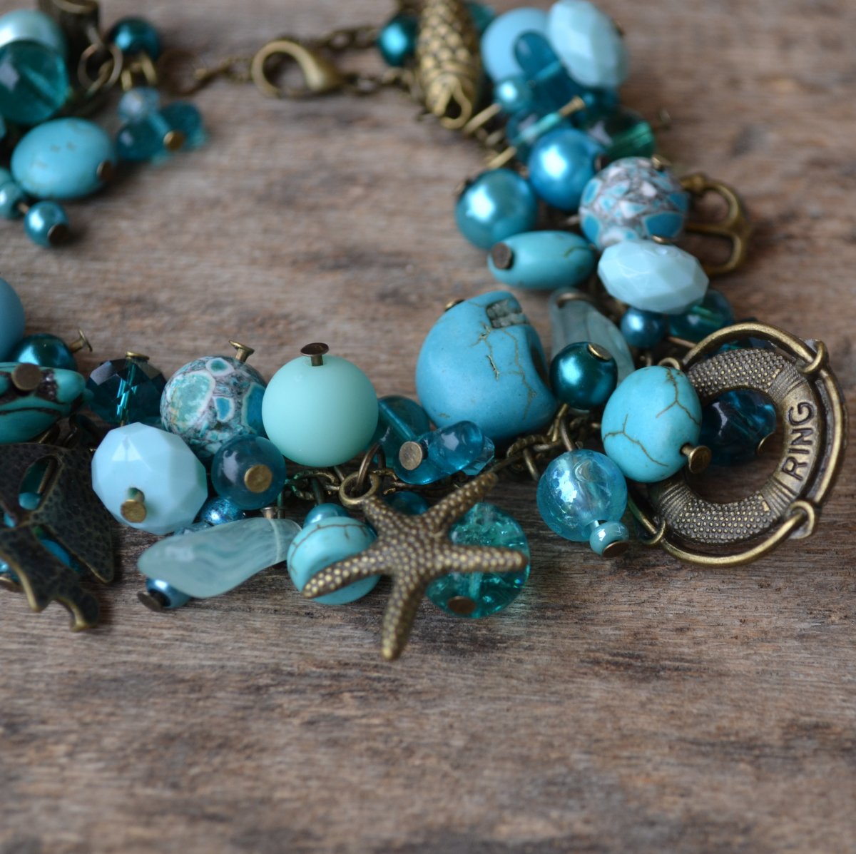 Ketlovaný náramek - tyrkysový