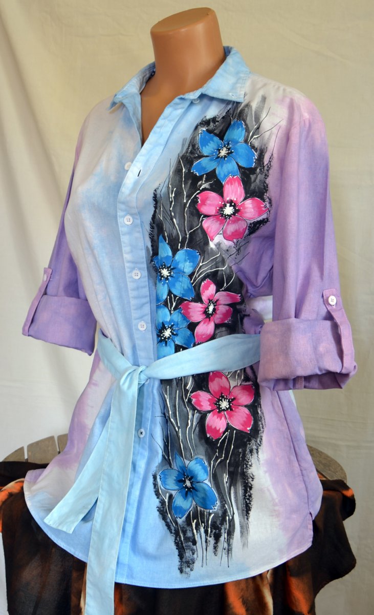 Batikovaný lněný kabátek 