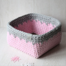Košík růžovo šedý velký