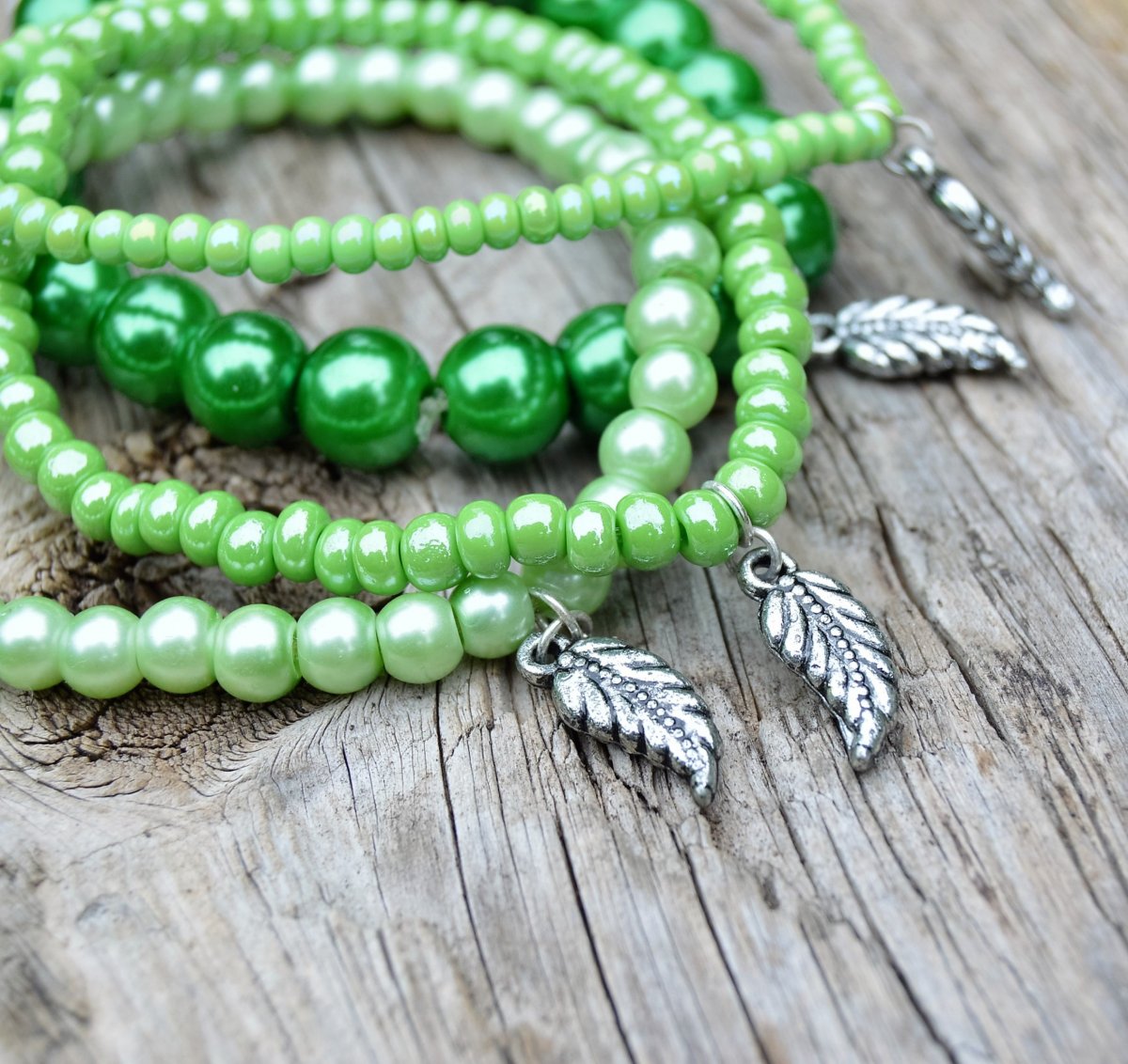 Zelené listí - náramky