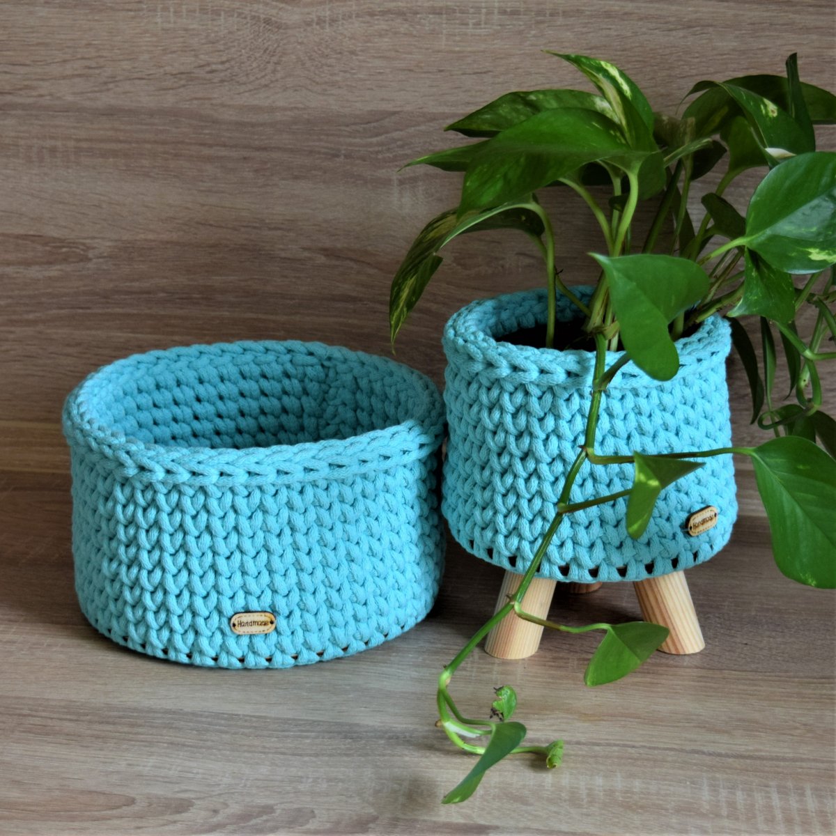 Sada - košík a obal na květináč malý - máta