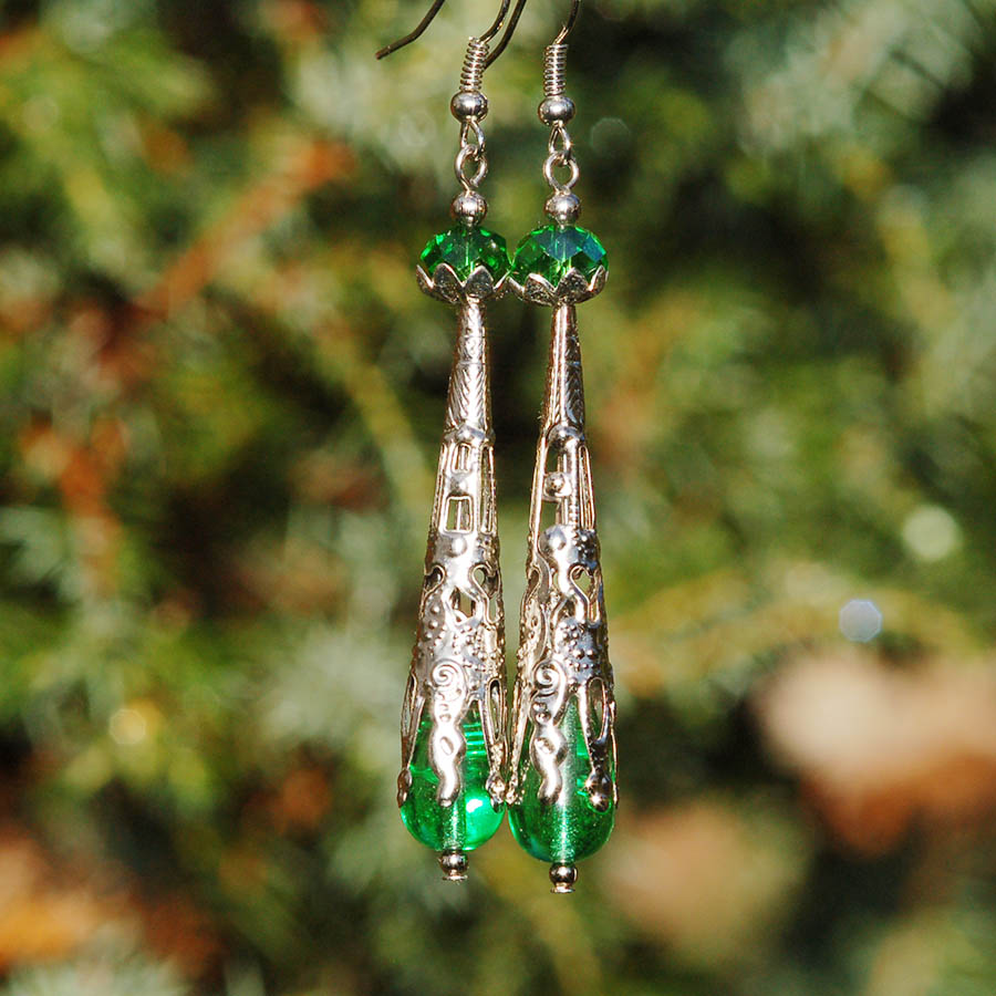 Náušnice Zelené kornouty