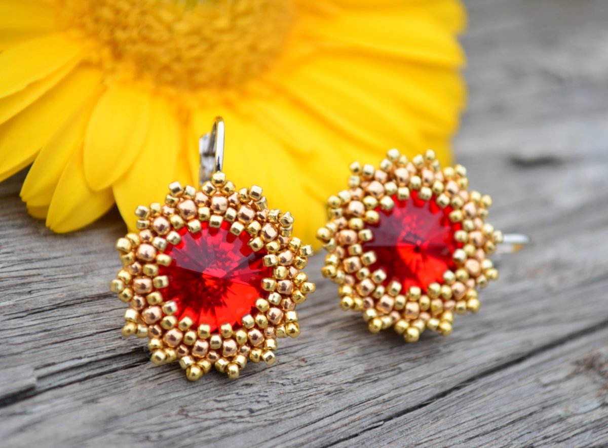 Náušnice Zlatavé Rubíny
