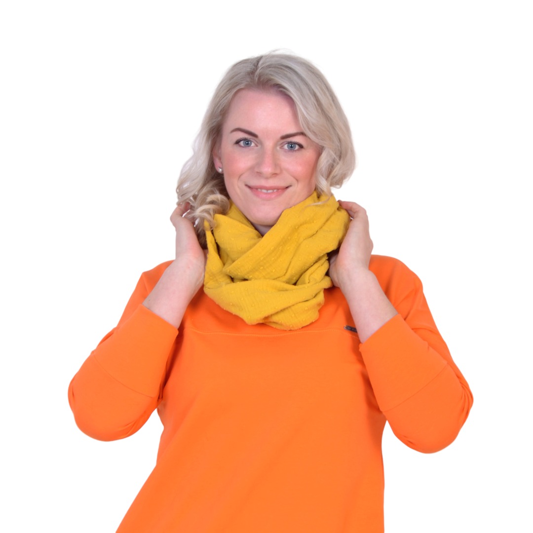 Tunelová šála, mušelín - LALA / podzimní žlutá