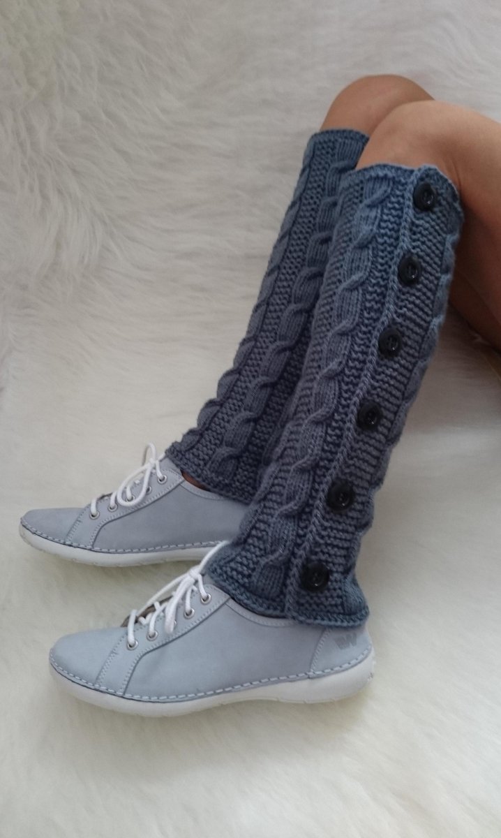 Ručně pletené návleky šedé