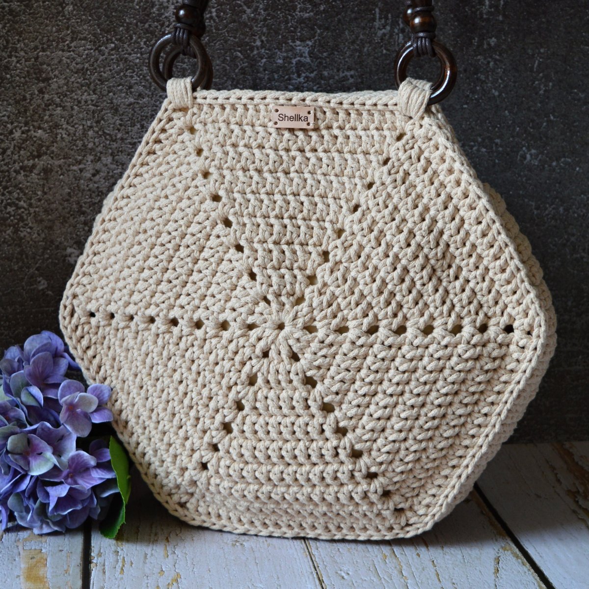 EVIE- háčkovaná kabelka velká  Ø37cm