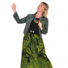 Řasená maxi sukně FEMI / zelený vzor, vel. S - XXL