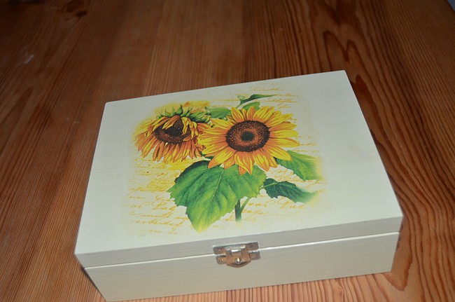 Krabička na čaj - 6 přihrádek - slunečnice