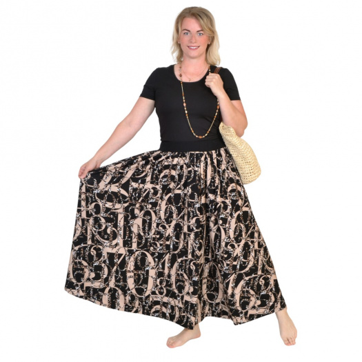 Řasená maxi sukně FEMI / čísla, vel. L - 3XL