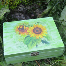 Krabička na čaj - 6 přihrádek - slunečnice