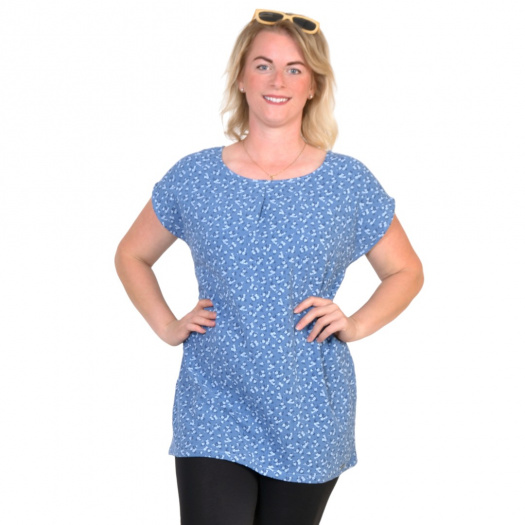 Tunika TANA / modré kytičky, vel. L - XXL
