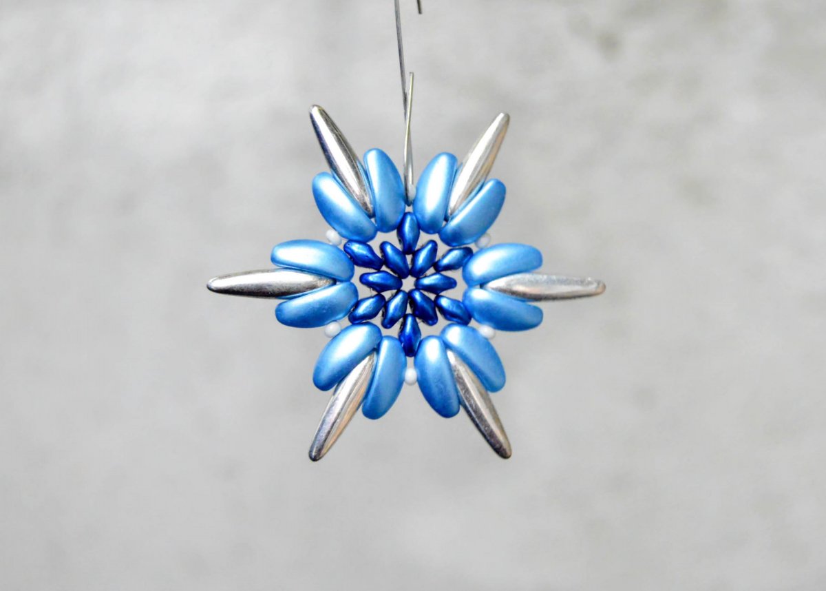 Stříbrno-modro vánoční hvězdička - ozdoba