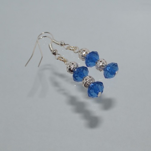 Modro stříbrné - náušnice