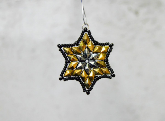 Zlato-černá neobvykle vánoční hvězda - ozdoba