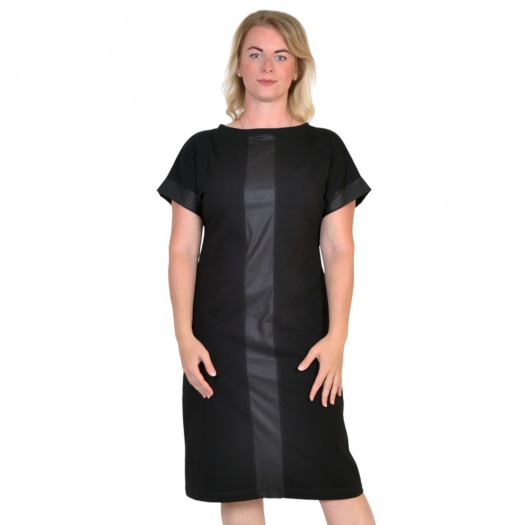 Šaty BASIC SUMMER / černé, koženka, vel. L - XXL