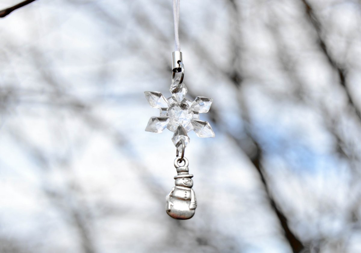 Sněhulák v zimě - přívěšek na kabelku...