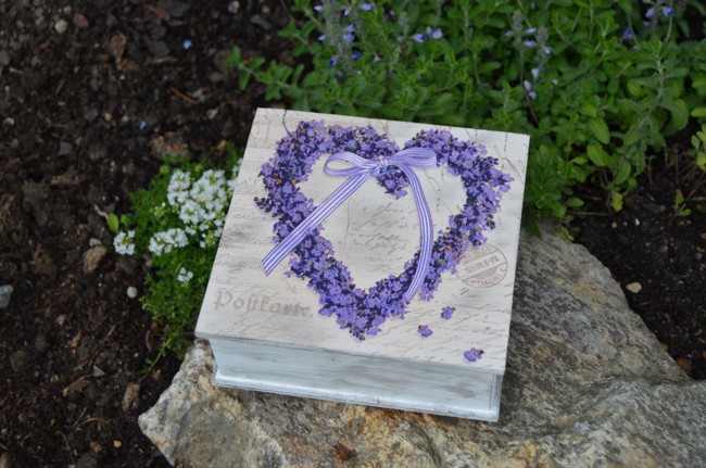 Krabička, šperkovnice - levandulové srdce