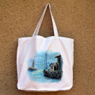 Bílá taška s loďkami