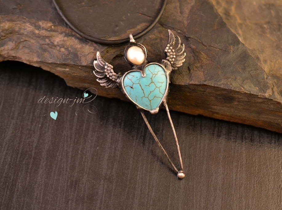 Srdcový anděl - tyrkysový