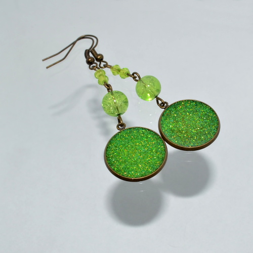 Náušnice - zelené bronzové