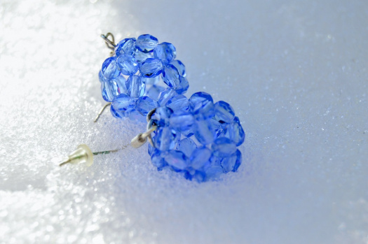 Modré kouličky sněhové - náušnice