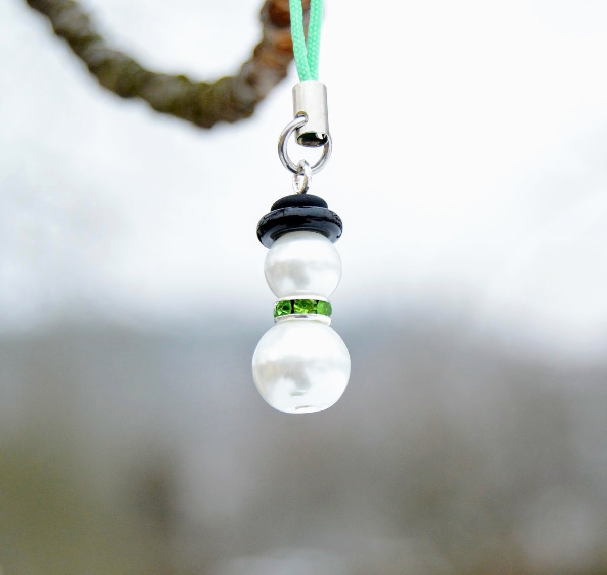 Jarní sněhulák - přívěšek na kabelku, klíče...