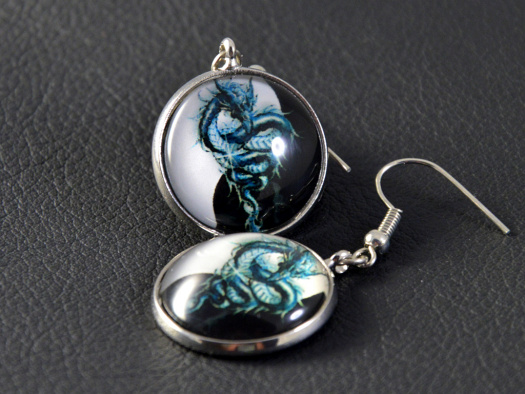 Náušnice "Dračí Jin a Jang" rhodium