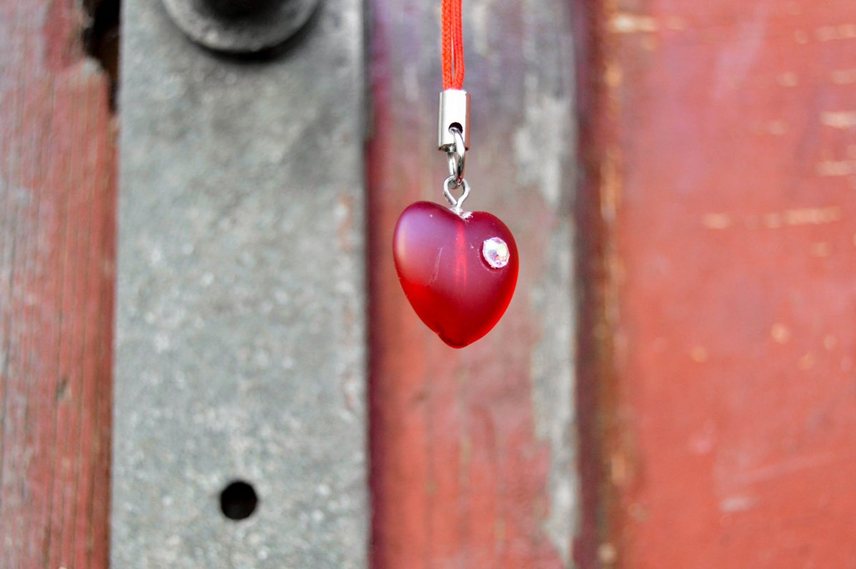Rudé srdce - přívěšek na klíče, kabelku...