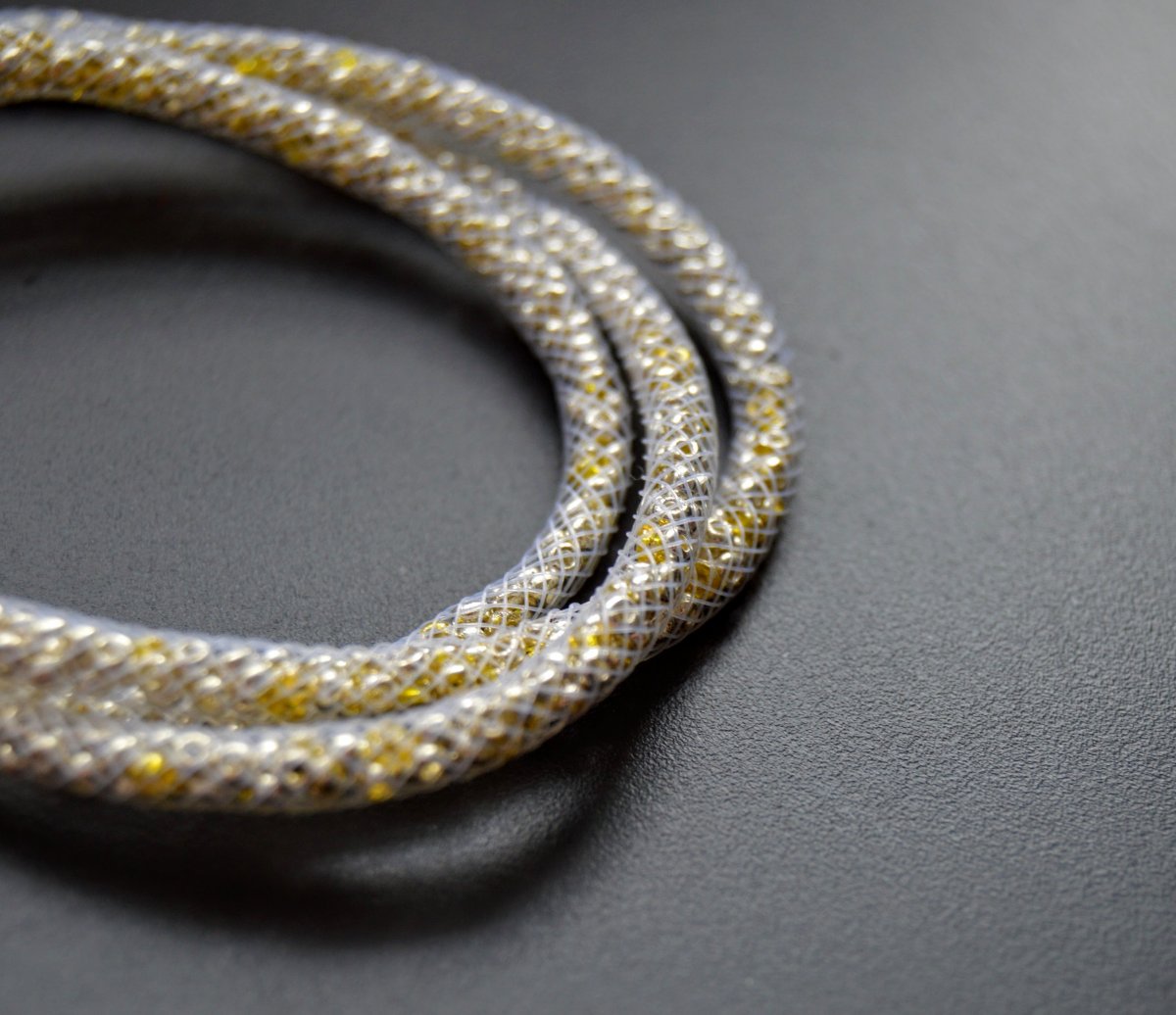 Stříbrný proud se žlutou - náramek, náhrdelník