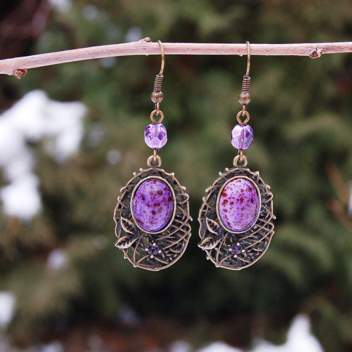 Kropenatě fialové náušnice