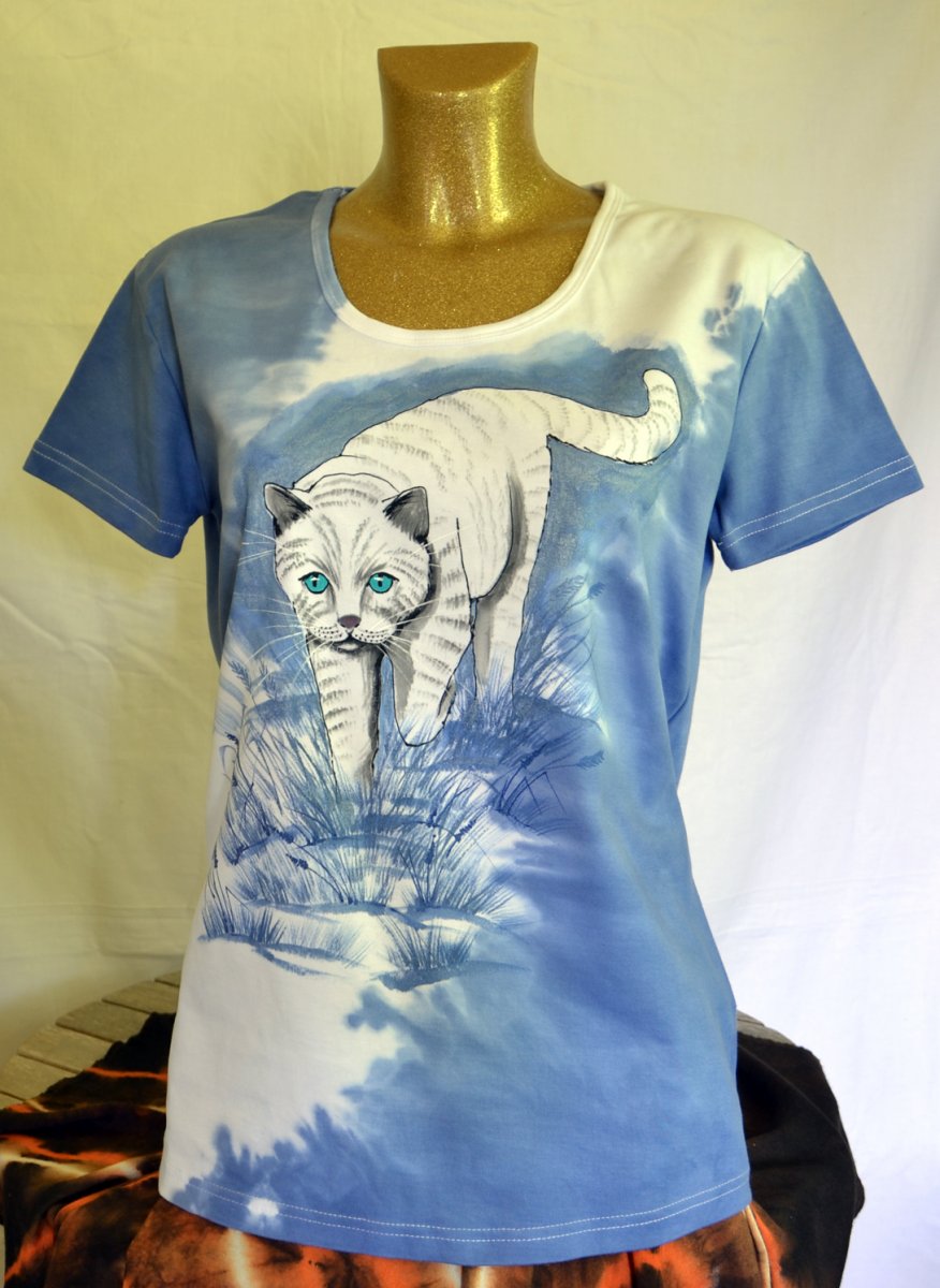 Modré tričko s kočkou