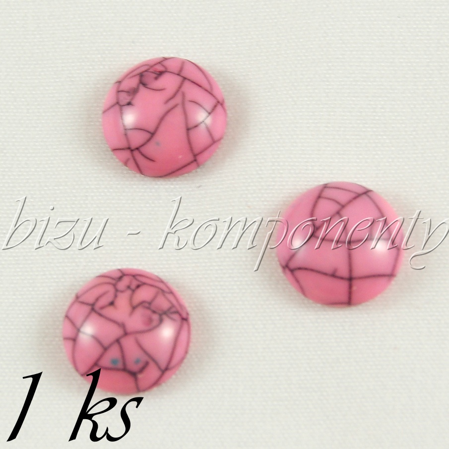 Plastový kabošon kámen růžový, 12 mm, 1 ks (35 0084)