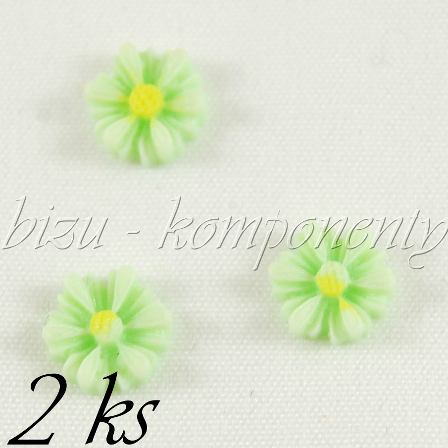  	Světle zelený kabošon sedmikráska 9mm, 2 ks (35 0096)