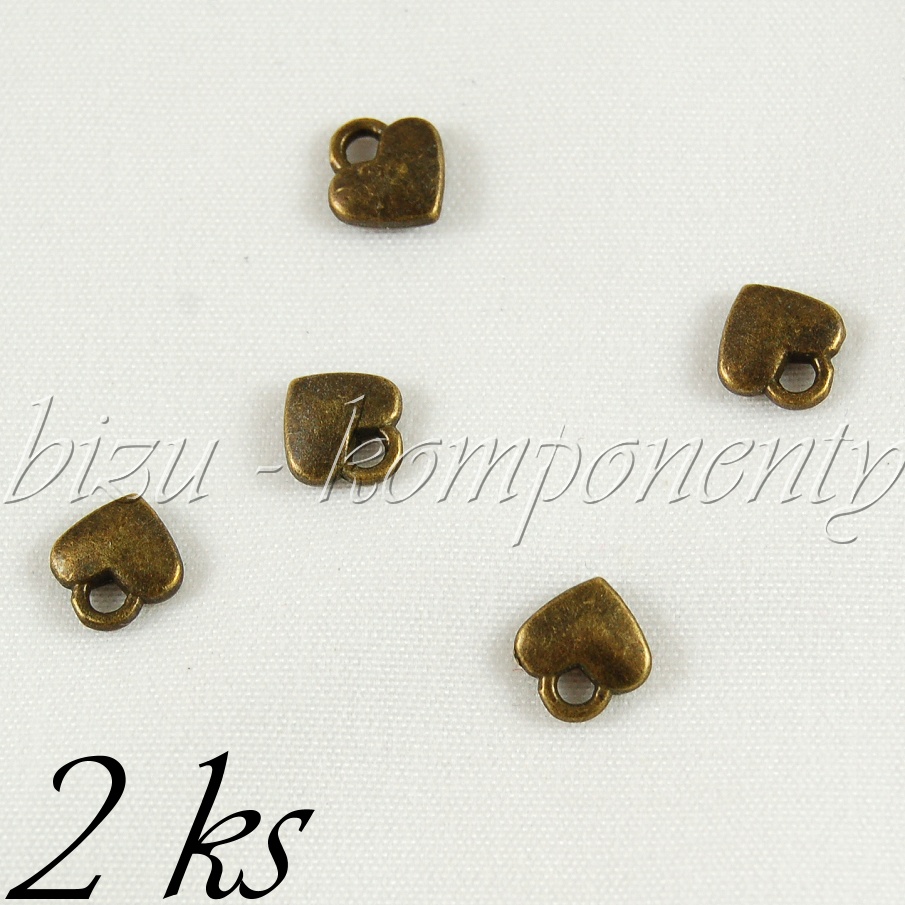 Mini srdíčko, bronzová barva 2ks (02 1124)