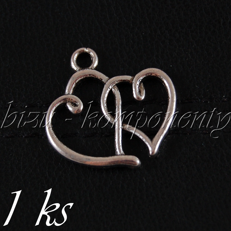 Propletená srdíčka, stříbrná barva (02 1179)