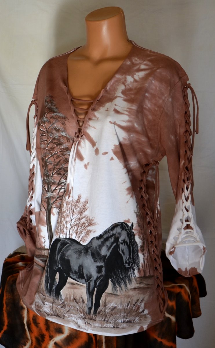 Hnědé prostříhané tričko s vraníkem 2XL