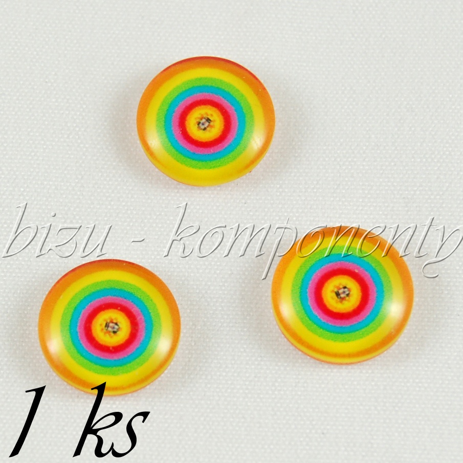 Skleněný kabošon veselé kruhy, 12 mm (35 2530)