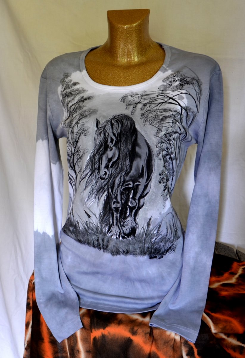 Šedé tričko s vraníkem - dlouhý rukáv