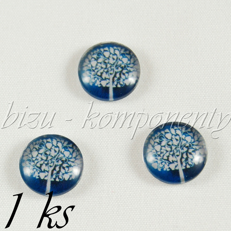 Skleněný kabošon strom v zimě, 12mm (35 2539)