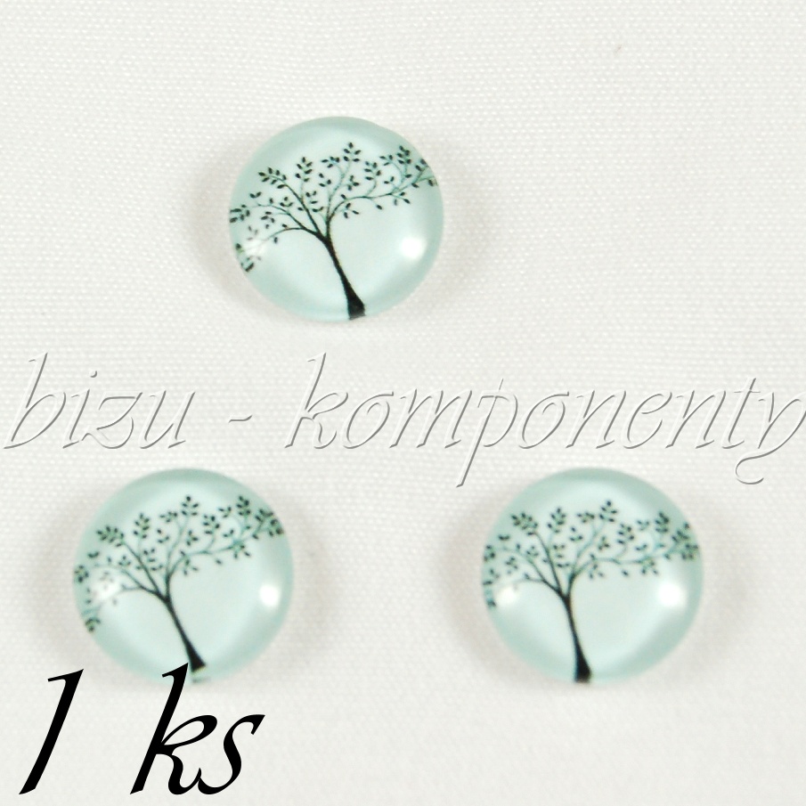 Skleněný kabošon jednoduchý strom, 12mm (35 2540)