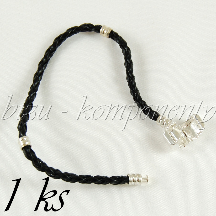 Černý koženkový náramek 17cm (28 5013)