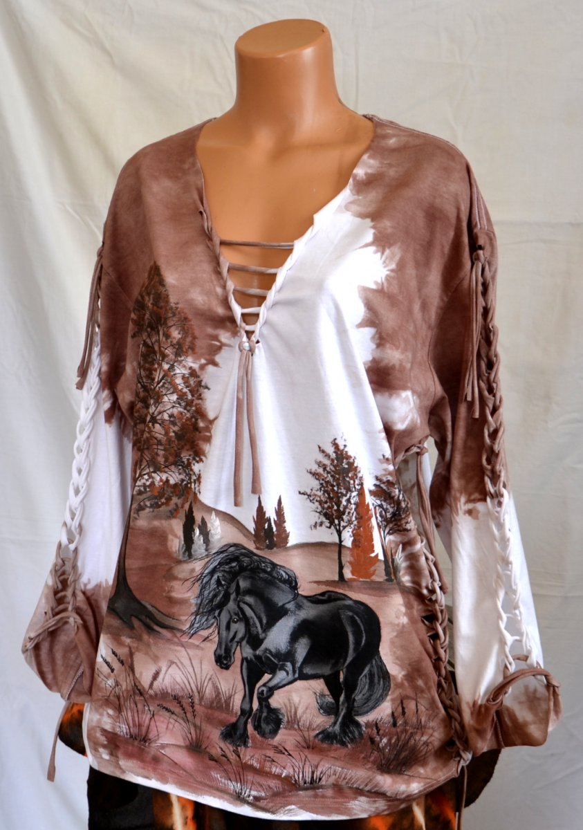 Hnědé prostříhané tričko s vraníkem, 3XL