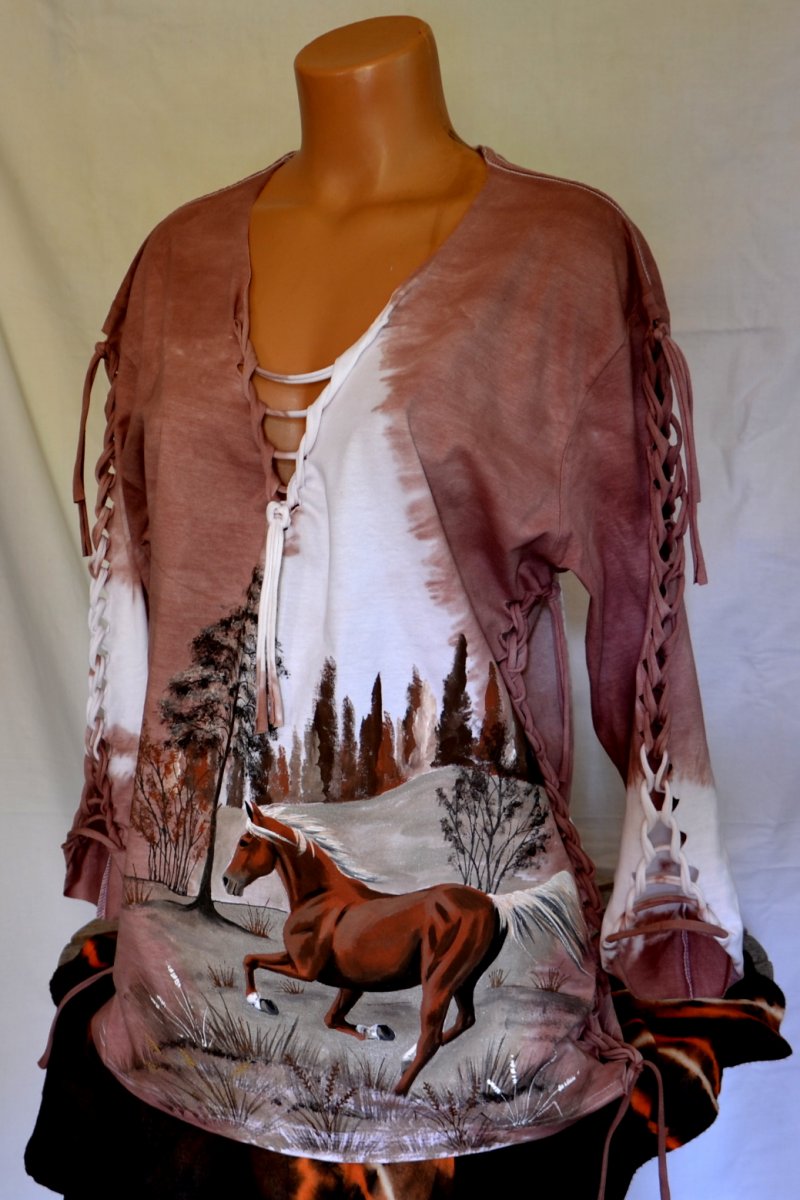 Hnědé prostříhané tričko s plavákem, 2XL