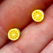 Citrony - náušnice mini pecky z polymer. hmoty (CERNIT)